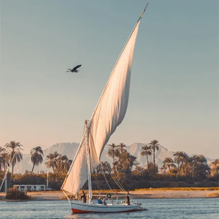 Felucca sailing on the Nile in Aswan