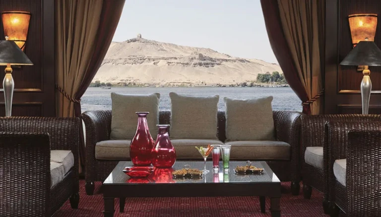 MS Jaz Senator lounge sofa by a window overlooking the Nile