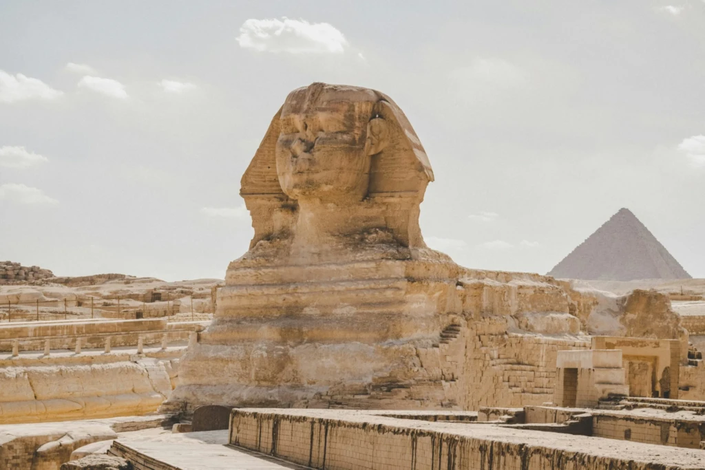 Great Sphinx and pyramid at Giza