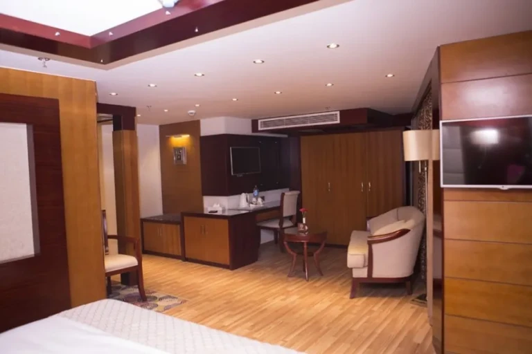 Blue Shadow suite with sitting area, minibar and wall TV
