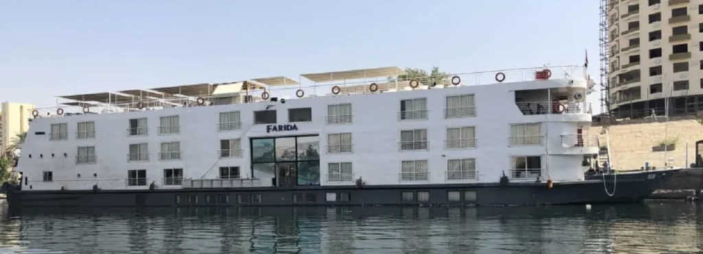 Farida Nile cruise ship moored on the Nile
