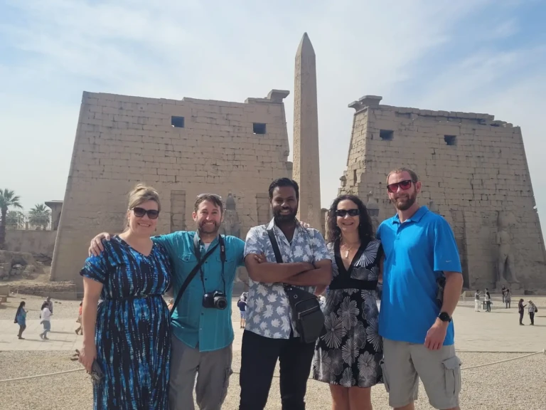 Delta Tours Egypt guests with their private Egyptologist at Luxor Temple