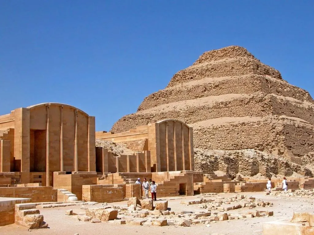 Step Pyramid of Djoser with the restored entrance colonnade at Saqqara