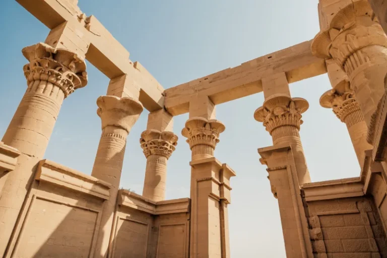 Carved column capitals of Trajan's Kiosk at Philae
