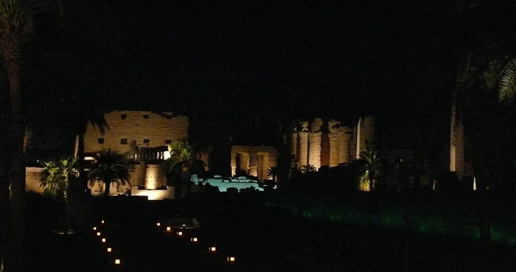 Karnak Temple illuminated after dark
