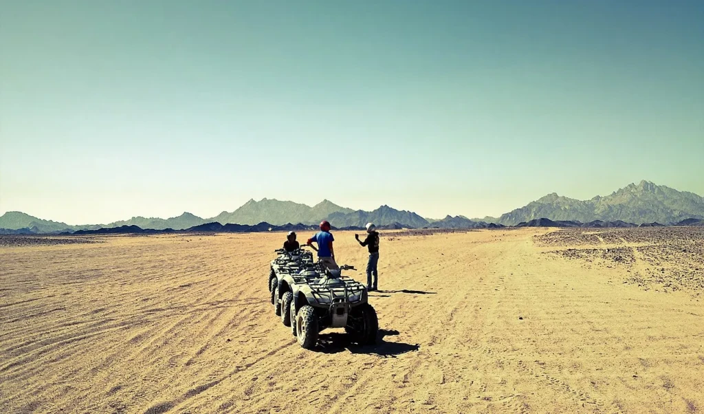 Quad bikes on a desert safari near Hurghada