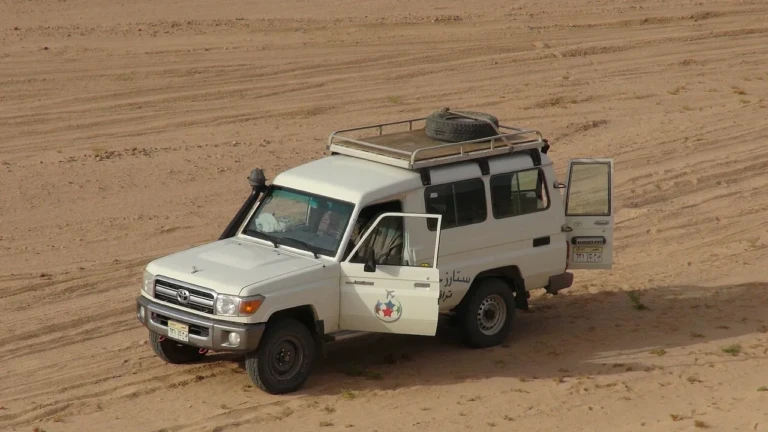 Safari jeeps in the desert near Hurghada