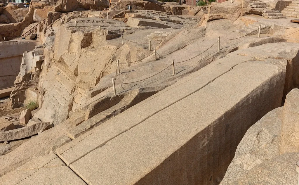 The Unfinished Obelisk lying in its granite quarry in Aswan