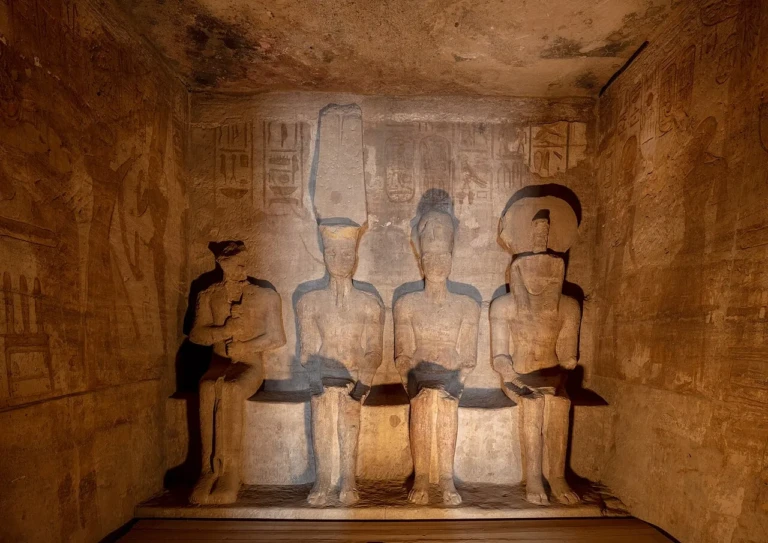 Sanctuary statues inside the Great Temple of Abu Simbel